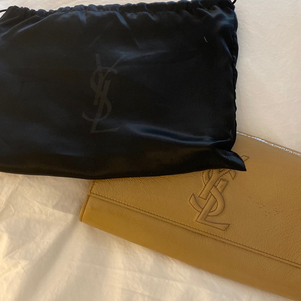 Ysl Belle Du Jour Tan Patent Leather Clutch - image 1